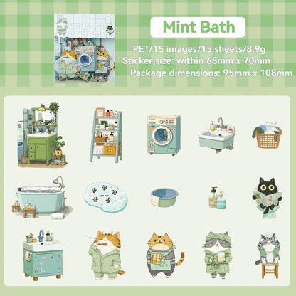 Etori Life Residence Ramble Set Soft and Adorable Small Animal Warm Home Life Scene Collage Hand Account Material Stickers for Laptop, Mobile Phone Stickers, Luggage, Photo Album, Room Decoration, Office Decoration Accessories