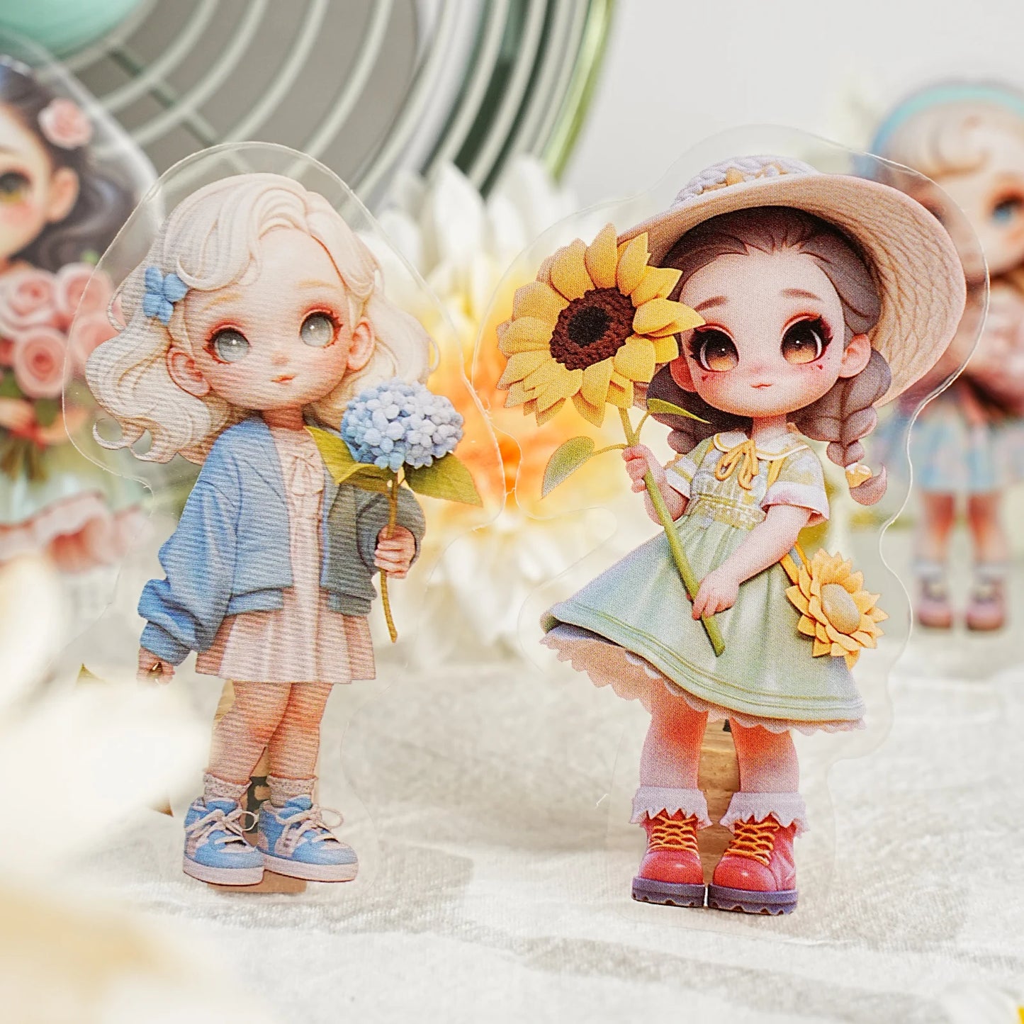 Etori Life Cute Combination Cute Girl Adorable Girl's Casual Stickers Multi-Scene Q Version Doll Hand Account Decorative Pet Stickers for Laptop, Phone Case, Luggage, Photo Album, Children Paper Gift Bag, Room Decoration