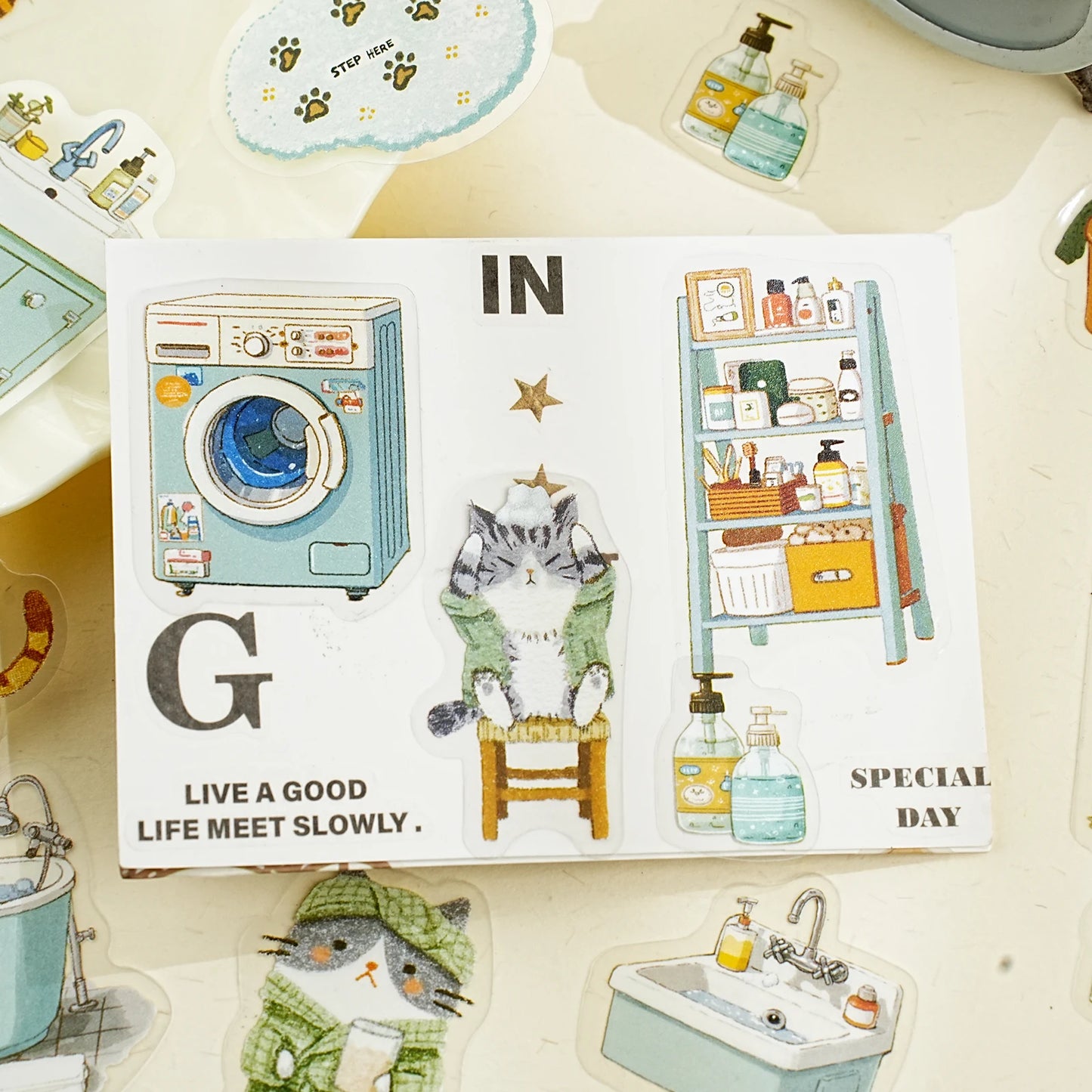 Etori Life Residence Ramble Set Soft and Adorable Small Animal Warm Home Life Scene Collage Hand Account Material Stickers for Laptop, Mobile Phone Stickers, Luggage, Photo Album, Room Decoration, Office Decoration Accessories