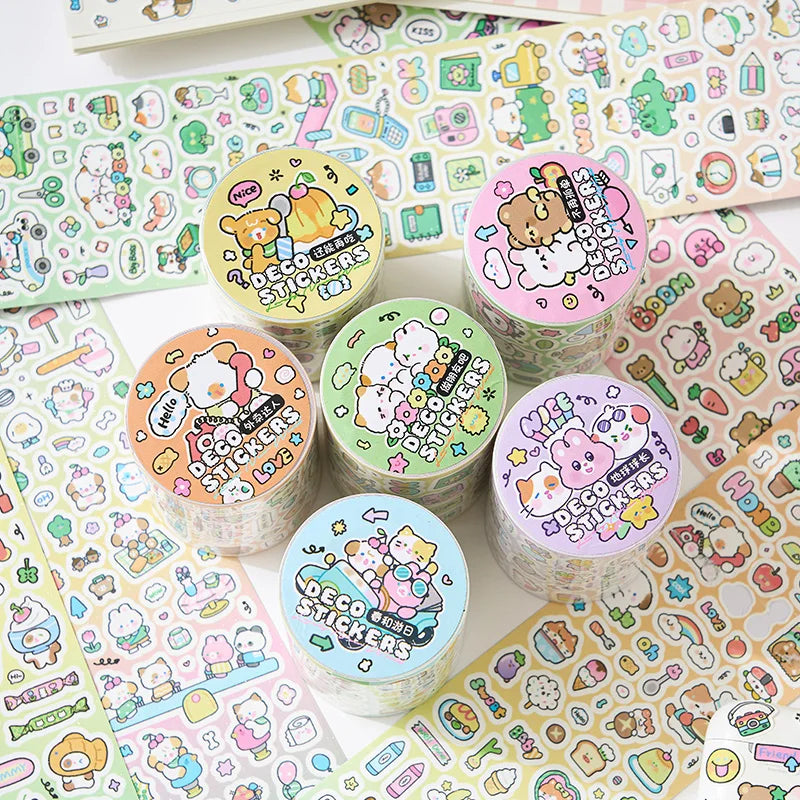 Etori Life Cute New World Series Cartoon Cute Pattern Tape Sticker DIY Laptop, Phone Case, Luggage, Photo Album, Room Decoration, Handmade Scrapbook, Birthday Gift, Encouragement Sticker, Children Sticker