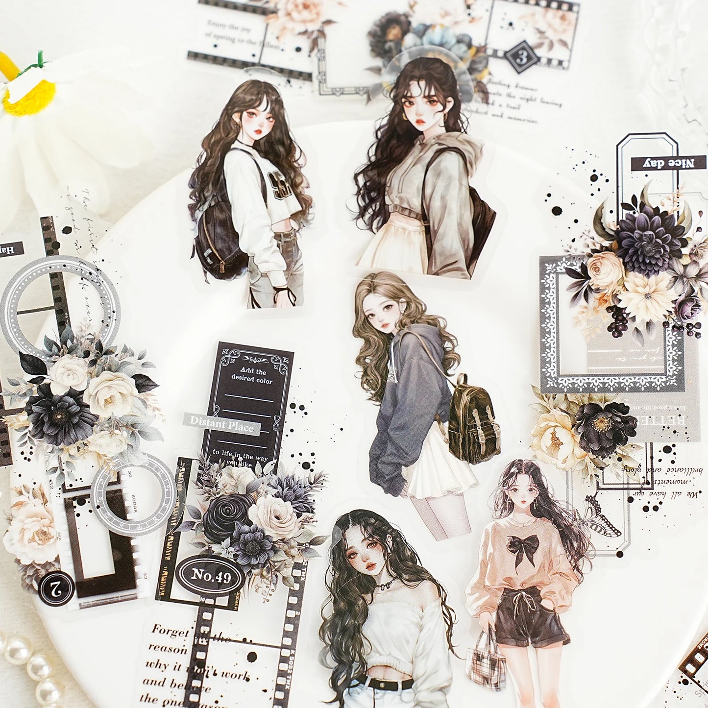 10pcs Bookmark Stickers with Girl Design, Perfect for Laptops, Phone Cases, Suitcases, Albums, DIY Journals & Stationery