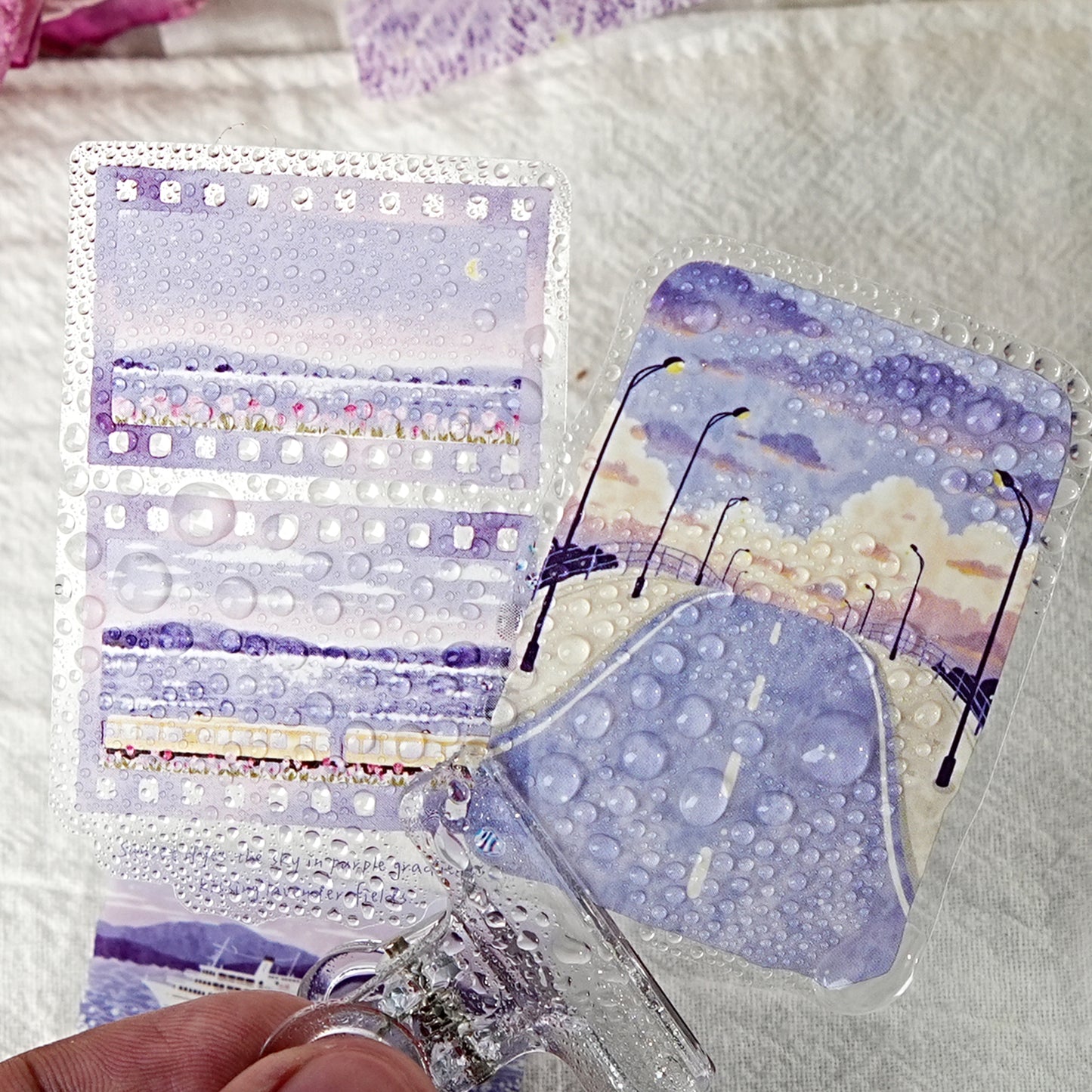 Etori Life 30PCs Purple Lavender Landscape Hand Ledger Sticker Dream Healing Series DIY Decorative Stickers Suitable for Laptop, Luggage, Water Bottle, Guitar, Photo Album, Handmade Scrapbooking Supplies, Room Decoration, Office Decoration Accessories