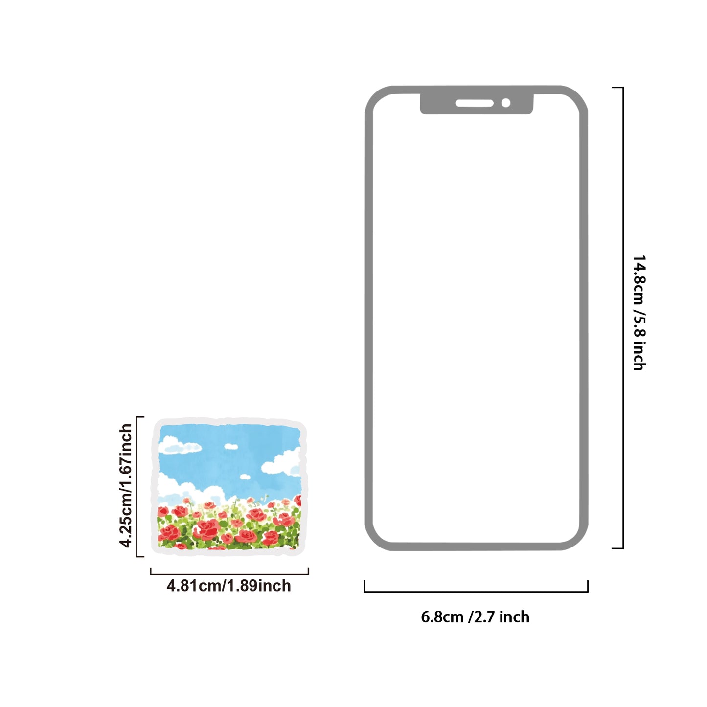 Etori Life Healing Department Spring Scenery Hand Ledger Sticker 30PCs Fresh Blue Sky Flower Sea Decorative Sticker Notebook Collage Landscaping Material Suitable for Laptop, Luggage, Skateboard, Water Bottle, Guitar, Photo Album, DIY Production