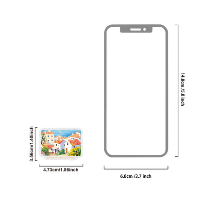 Etori Life Fresh Seaside Travel Stickers 30PCs Town Scenery Notebook Collage Landscaping Material Suitable for Luggage, Laptop, Guitar, Skateboard, Refrigerator, Room Decoration, Handmade Scrapbooking Supplies, DIY Production, Office Decoration