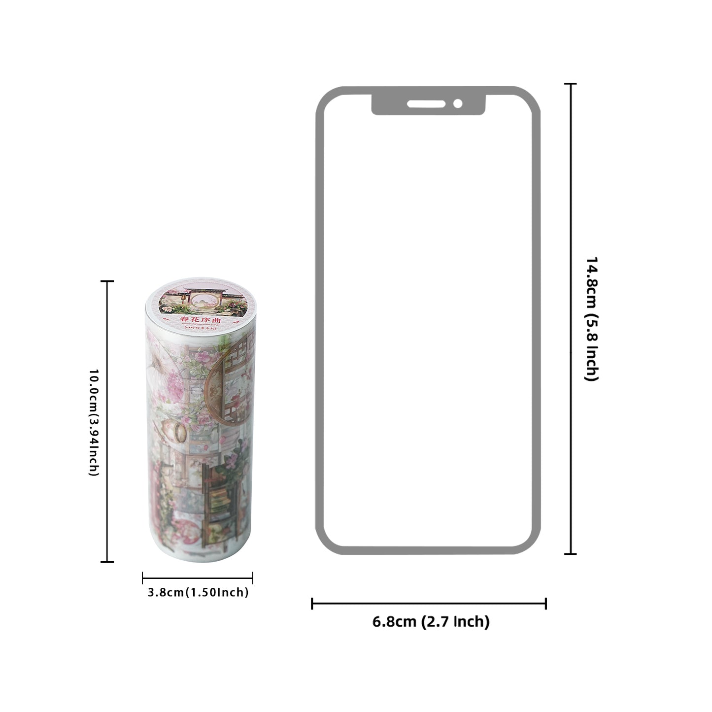 Etori Life Antique Landscape and Paper Adhesive Tape Spring Flower Overture New Chinese Flower Notebook Collage 1 Roll 2 M Suitable for Laptop, Luggage, Photo Album, Guitar, Water Bottle, Handmade Scrapbooking Supplies, Office Decoration Accessories
