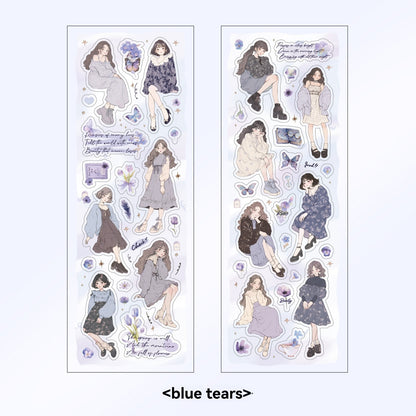 Etori Life Lovers Less than Series Salt Girl Pattern Versatile Stickers DIY Laptop, Phone Case, Photo Album, Luggage, Handmade Scrapbook, Student Stationery, Children Stickers, Girl Stickers, Children Stickers
