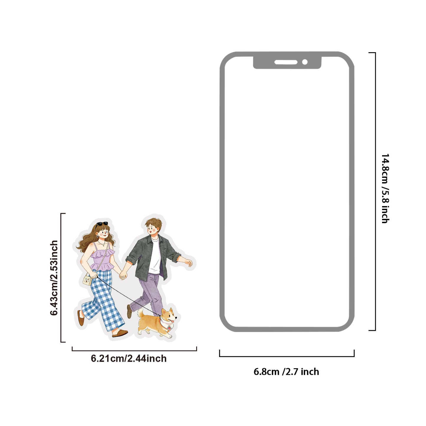 Etori Life 15Pcs Gentle Illustration Love Partner Set Stickers Phone Case Skateboard Tablet Diy Decorative Sticker Suitable for Laptop, Handbag, Album, Diary, Pencil Box, Pen Holder, Helmet, Bicycle, Family Plan, Notepad, handmade Scrapbooking Supplies