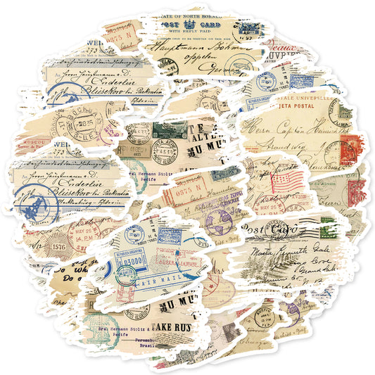 Etori Life Vintage Distressed English Old Paper Hand Ledger Sticker 30PCs Bill Text Decorative Stickers Suitable for Laptops, Suitcases, Water Bottles, Photo Albums, Bicycles, Office Decoration Accessories, Handmade Scrapbooking Supplies, DIY Making