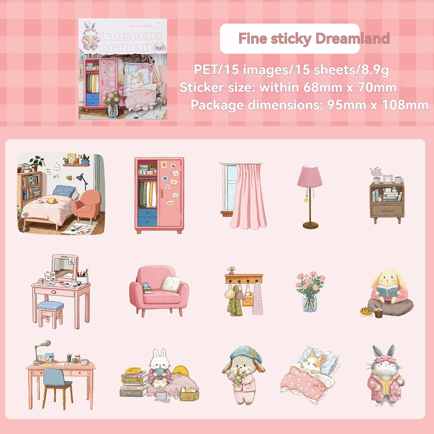 Etori Life Residence Ramble Set Soft and Adorable Small Animal Warm Home Life Scene Collage Hand Account Material Stickers for Laptop, Mobile Phone Stickers, Luggage, Photo Album, Room Decoration, Office Decoration Accessories