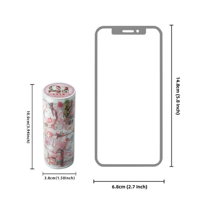 Etori Life New Chinese Ancient Style Journal Tape Zhu Lou Snow Covered New Year Atmosphere Decoration and Paper Adhesive Tape 1 Roll 2 M Suitable for Handmade Scrapbooking Supplies, Laptop, Luggage, Guitar, Bicycle, Window Decoration, Decorative Stickers