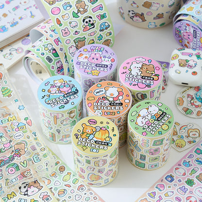 Etori Life Cute New World Series Cartoon Cute Pattern Tape Sticker DIY Laptop, Phone Case, Luggage, Photo Album, Room Decoration, Handmade Scrapbook, Birthday Gift, Encouragement Sticker, Children Sticker