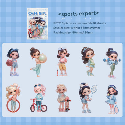 Etori Life Cute Combination Cute Girl Adorable Girl's Casual Stickers Multi-Scene Q Version Doll Hand Account Decorative Pet Stickers for Laptop, Phone Case, Luggage, Photo Album, Children Paper Gift Bag, Room Decoration
