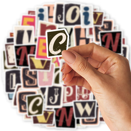 Etori Life Retro Alphabet 46Pcs Classic English Letter Pattern DIY Collage Decorative Material Stickers Laptop, Mobile Phone Stickers, Office Decorations Accessories, Handmade Scrapbook Supplies, DIY Artwork, Card Making, Children's Stickers