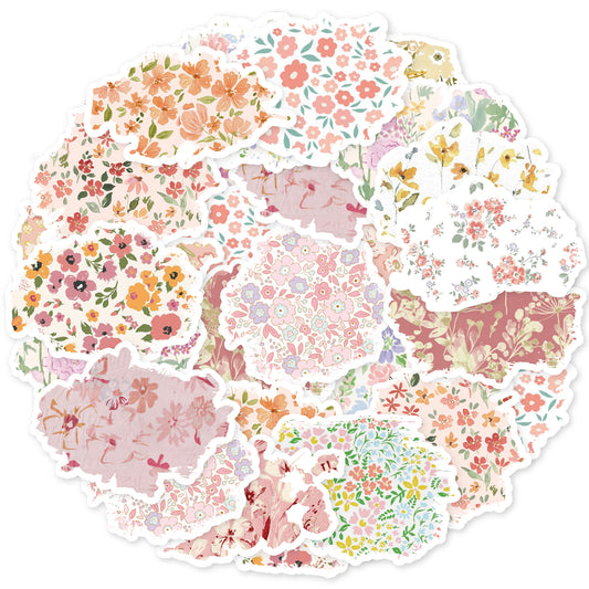 Etori Life 30PCs Vintage Oil Painting Floral Stickers Morandi Color Small Floral Stickers Suitable for Laptop, Luggage, Photo Album, Water Bottle, Guitar, Bicycle, Helmet, Office Decoration Accessories, Handmade Scrapbooking Supplies, DIY Production